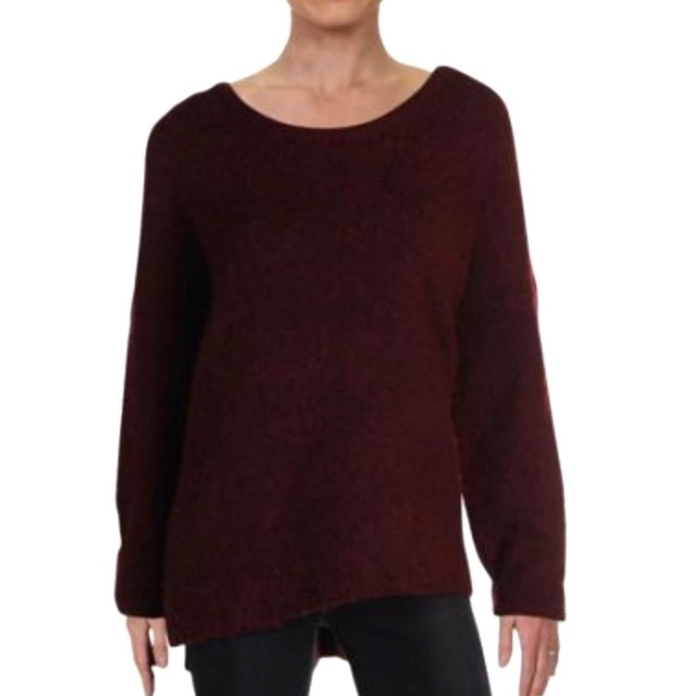 MATTY M Bordeaux Boucle Scoop Neck Sweater in MEDIUM